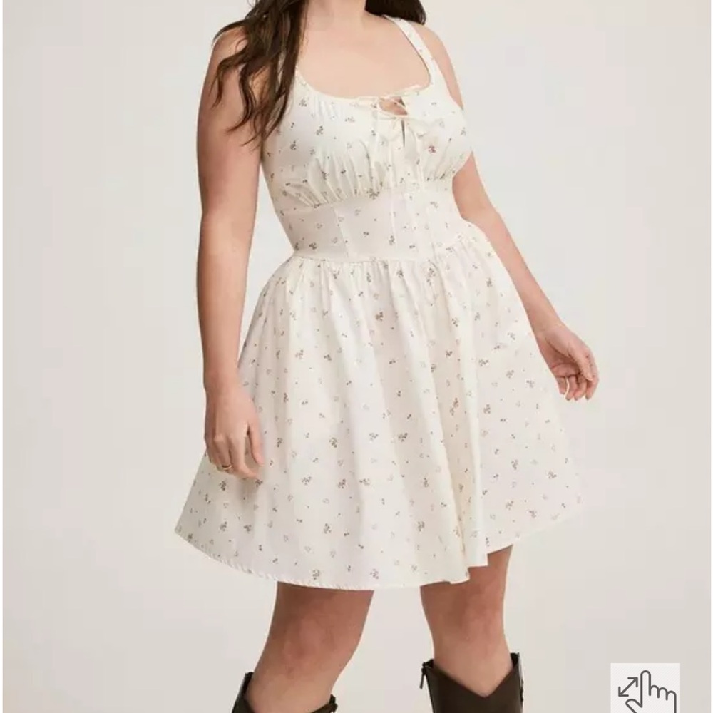 Torrid Cream Floral Corset Dress